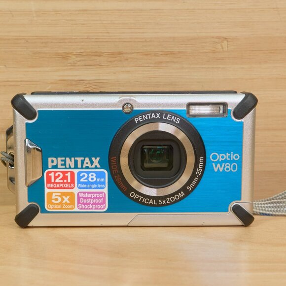 Pentax Optio W80 Waterproof 12MP Digital Camera – Tested & Working, Blue - Picture 1 of 9